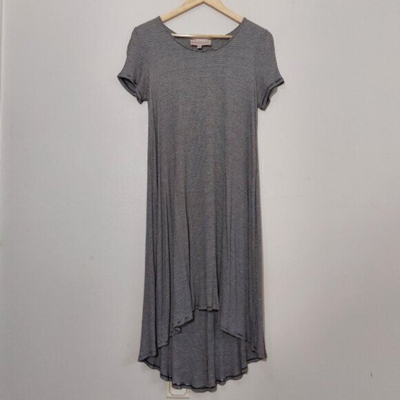 Philosophy High-Low Comfy T-Shirt Dress Striped Stretch Knit Great Cond - Med - Picture 2 of 8